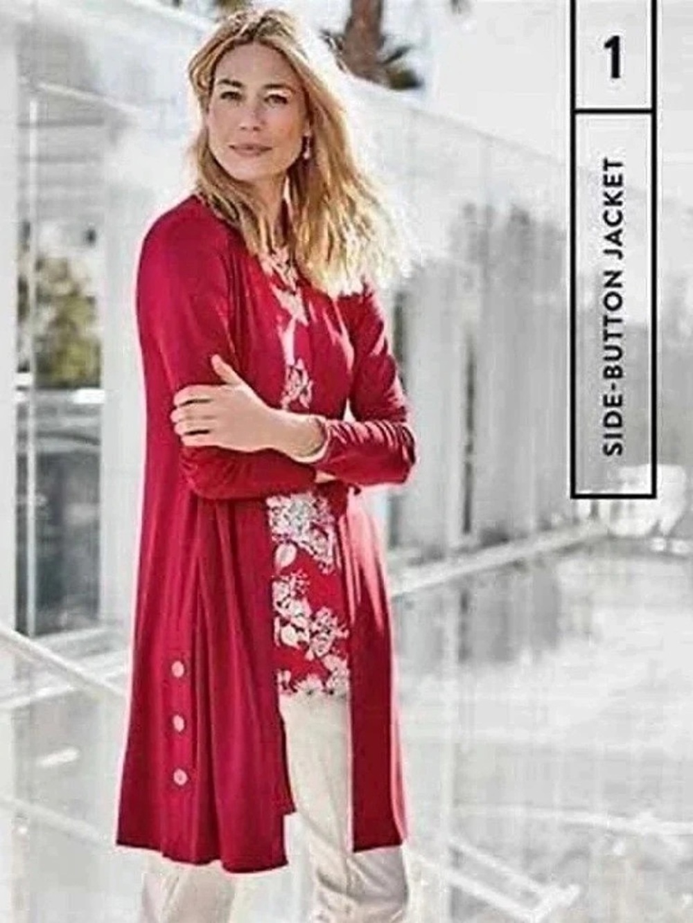 J. Jill Wearever Grenadine Red Open Front Duster Cardigan Sweater Size L36